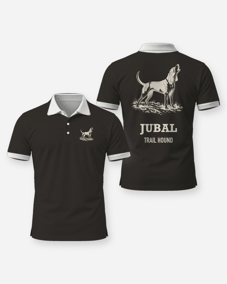 Custom Dog Name Trail Hound Baying Woodcut Hunting Shirt - Polo