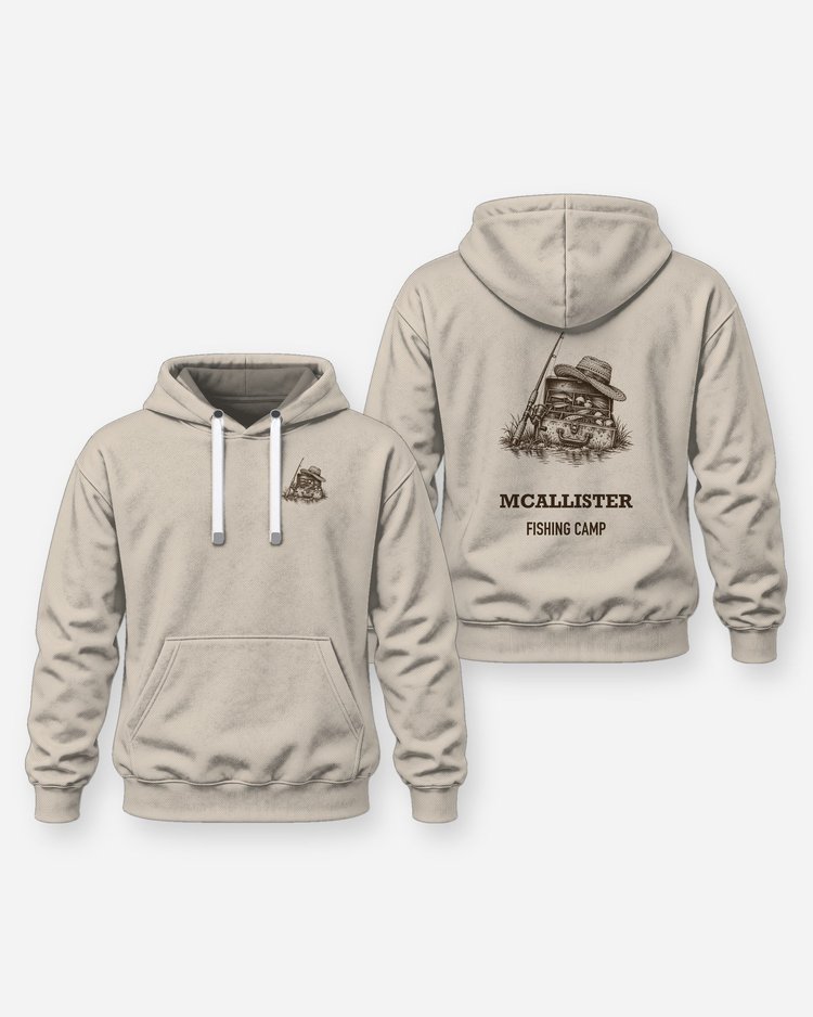 Custom Name Fishing Camp Tackle Box Woodcut Shirt - Hoodie
