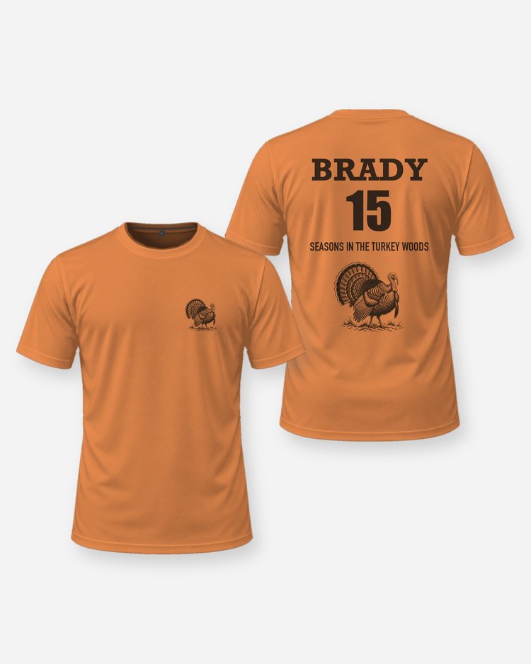 Custom Name And Seasons Count Strutting Turkey Hunting Shirt - front and back