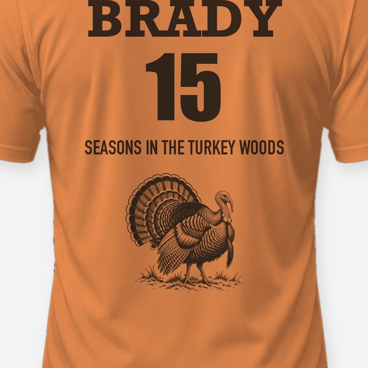 Custom Name And Seasons Count Strutting Turkey Hunting Shirt - print close-up