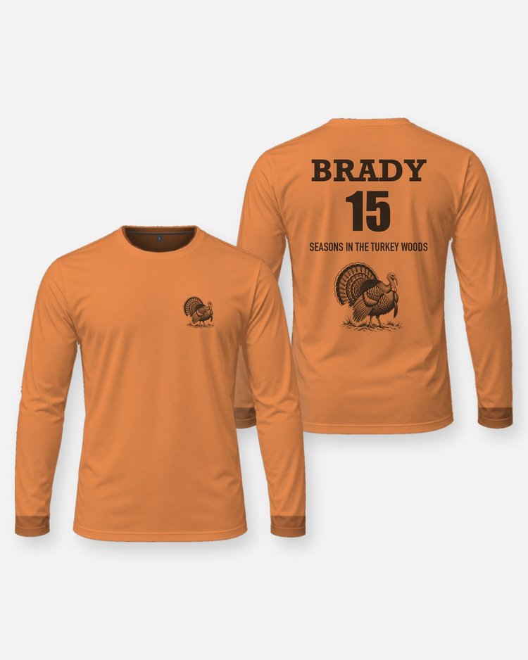 Custom Name And Seasons Count Strutting Turkey Hunting Shirt - Long Sleeve
