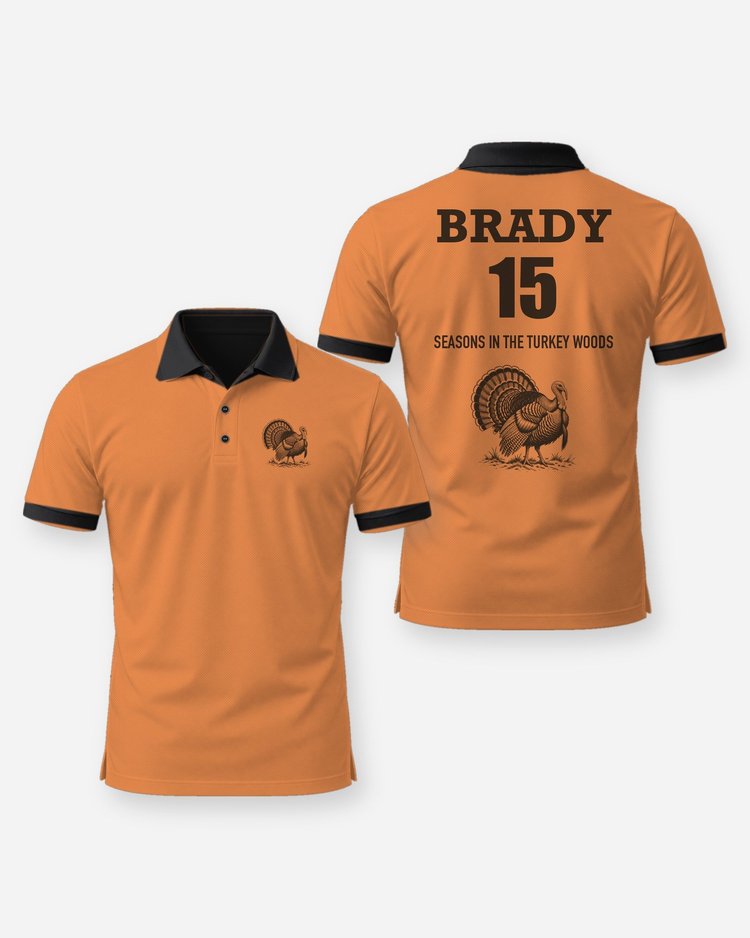 Custom Name And Seasons Count Strutting Turkey Hunting Shirt - Polo