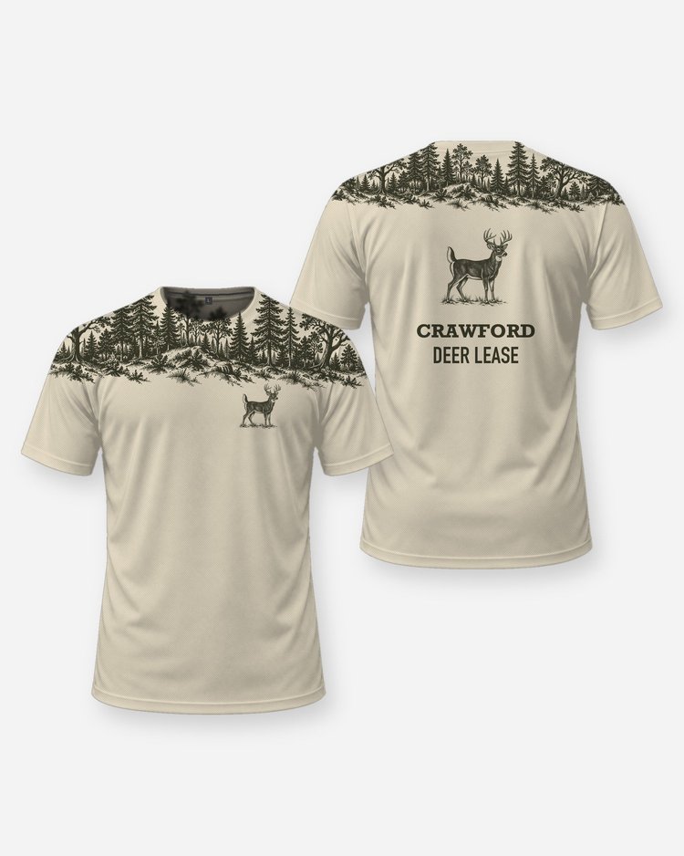 Custom Name Deer Lease Whitetail Forest Yoke Hunting Shirt - front and back