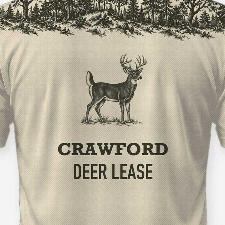 Custom Name Deer Lease Whitetail Forest Yoke Hunting Shirt - print close-up