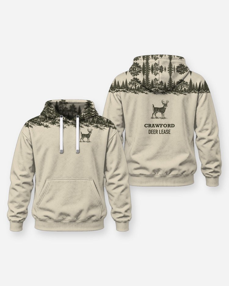 Custom Name Deer Lease Whitetail Forest Yoke Hunting Shirt - Hoodie