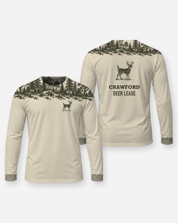 Custom Name Deer Lease Whitetail Forest Yoke Hunting Shirt - Long Sleeve