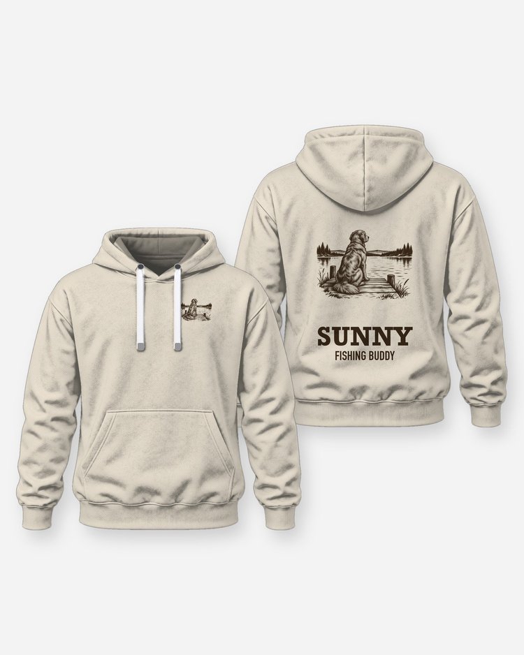 Custom Dog Name Golden Retriever Fishing Buddy Lake Shirt - Hoodie
