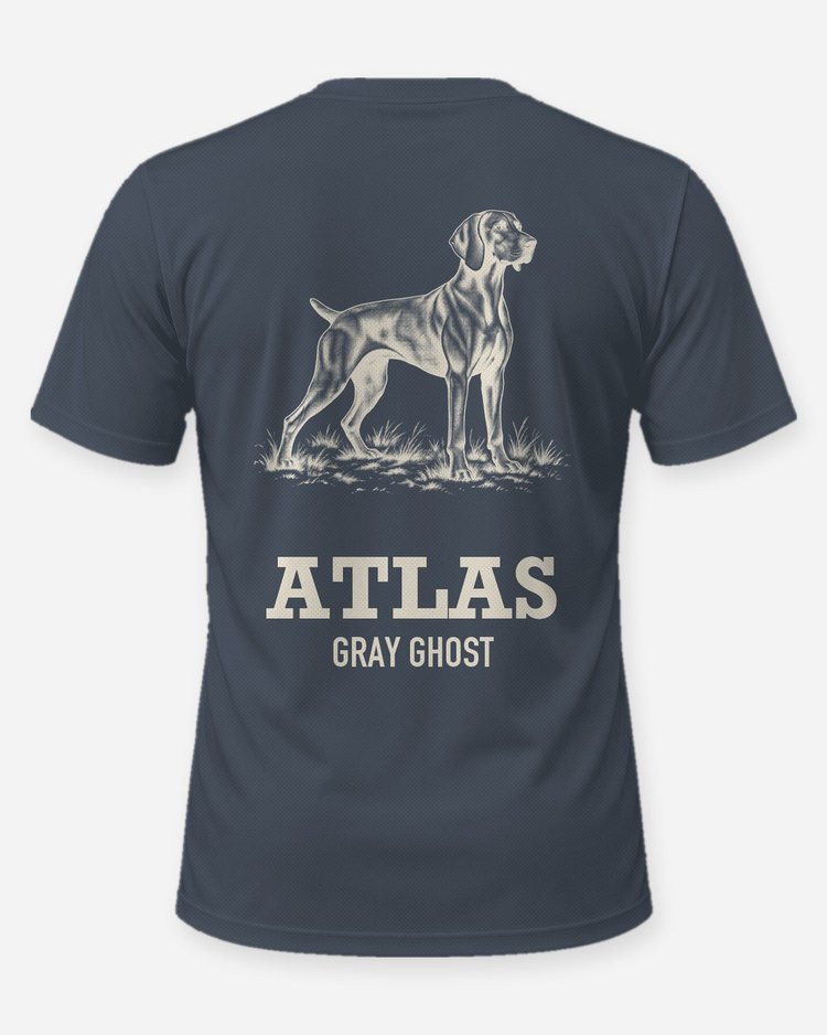 Custom Dog Name Weimaraner Gray Ghost Hunting Shirt - back