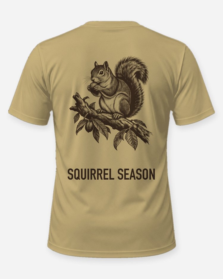 Squirrel Season Fox Squirrel Hickory Woodcut Hunting Shirt - back