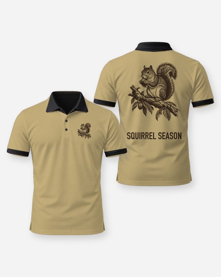 Squirrel Season Fox Squirrel Hickory Woodcut Hunting Shirt - Polo