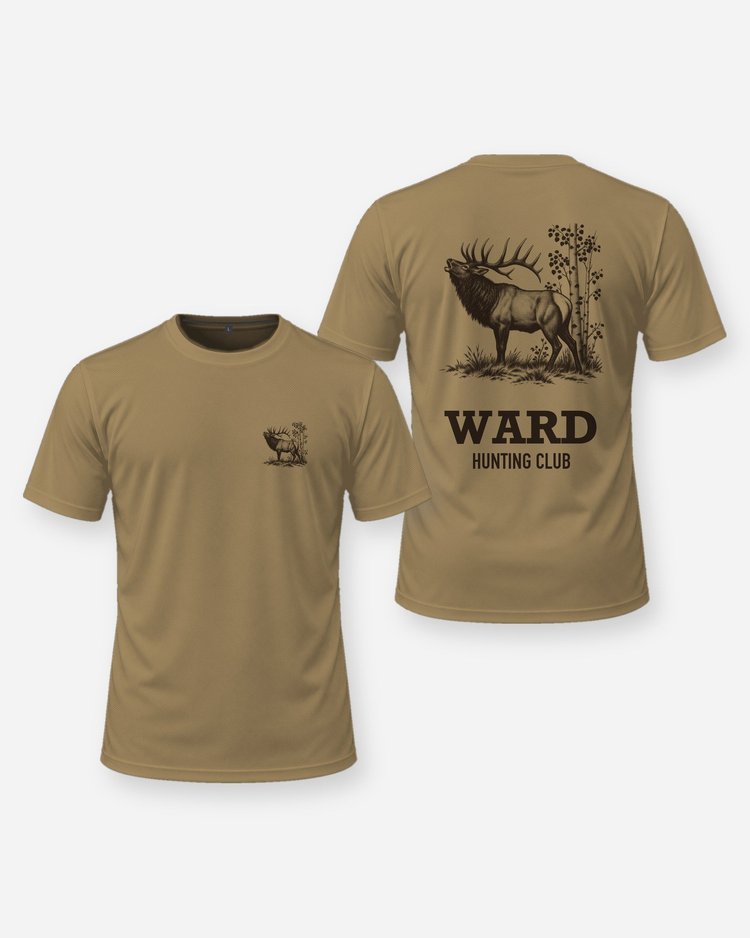 Custom Name Hunting Club Bugling Elk Woodcut Shirt - front and back