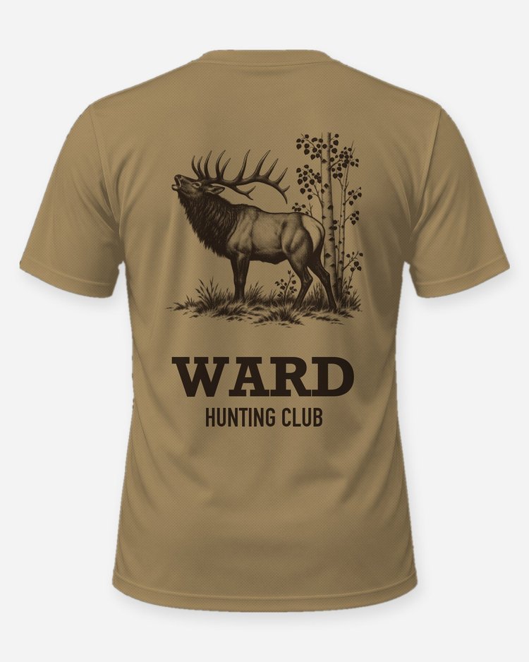 Custom Name Hunting Club Bugling Elk Woodcut Shirt - back