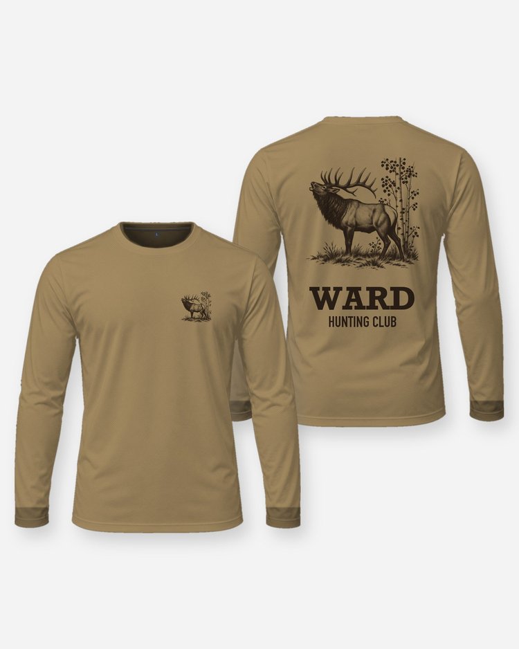 Custom Name Hunting Club Bugling Elk Woodcut Shirt - Long Sleeve