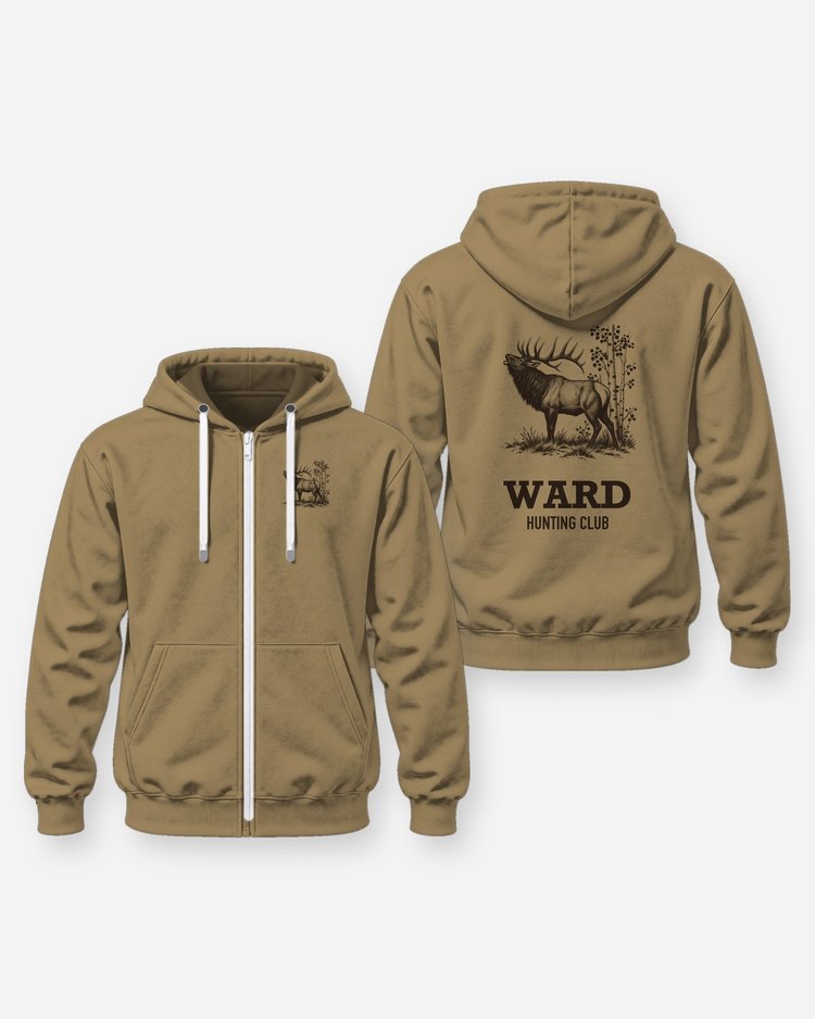 Custom Name Hunting Club Bugling Elk Woodcut Shirt - Zip Hoodie