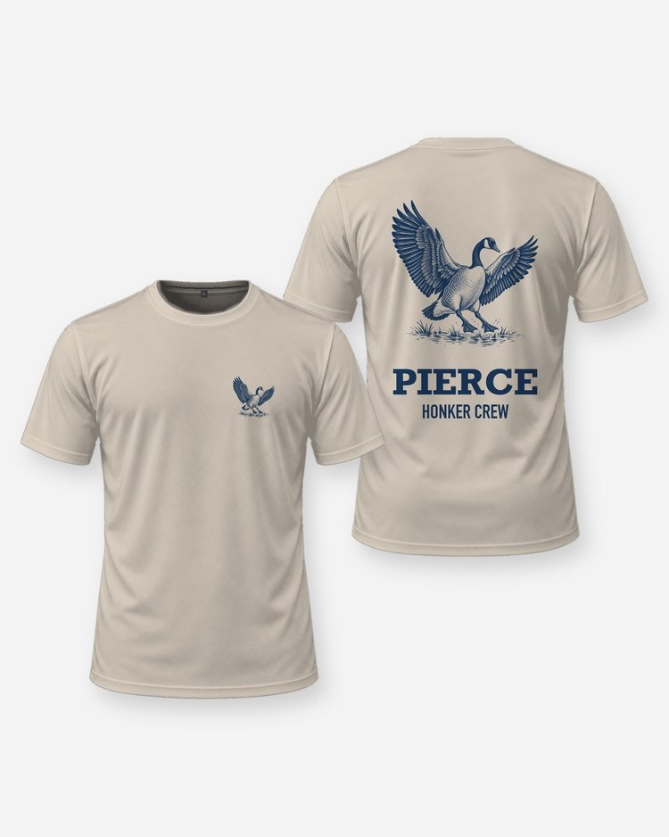 Custom Name Honker Crew Landing Canada Goose Woodcut Shirt - front and back