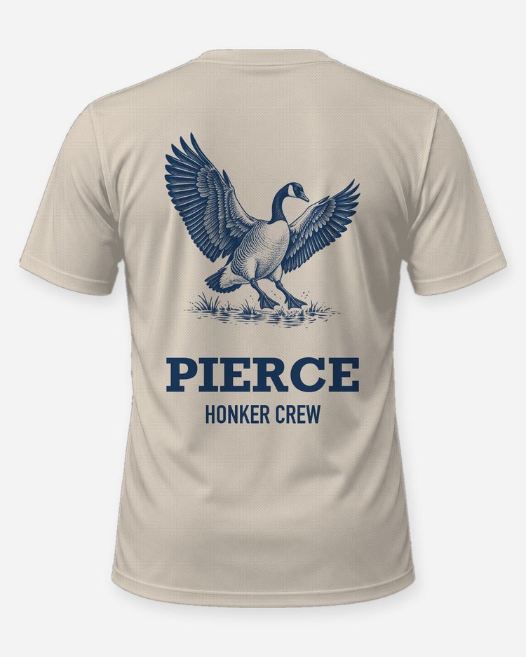 Custom Name Honker Crew Landing Canada Goose Woodcut Shirt - back