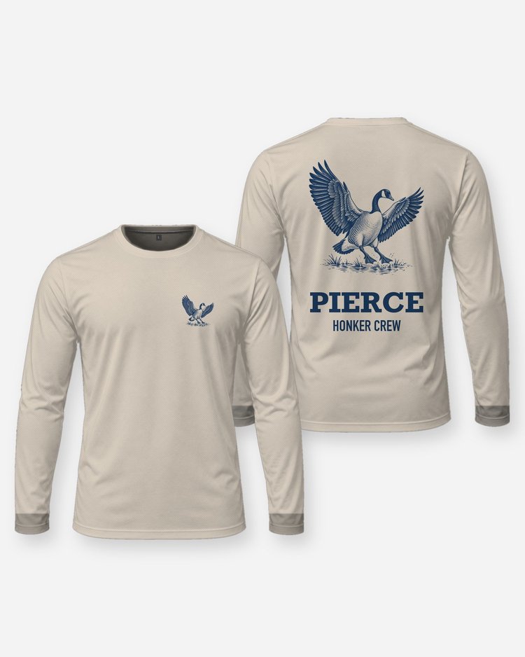Custom Name Honker Crew Landing Canada Goose Woodcut Shirt - Long Sleeve