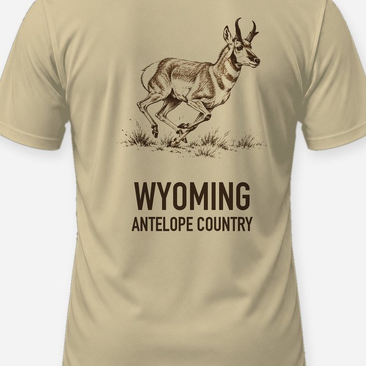 Wyoming Antelope Country Pronghorn Woodcut Hunting Shirt - print close-up