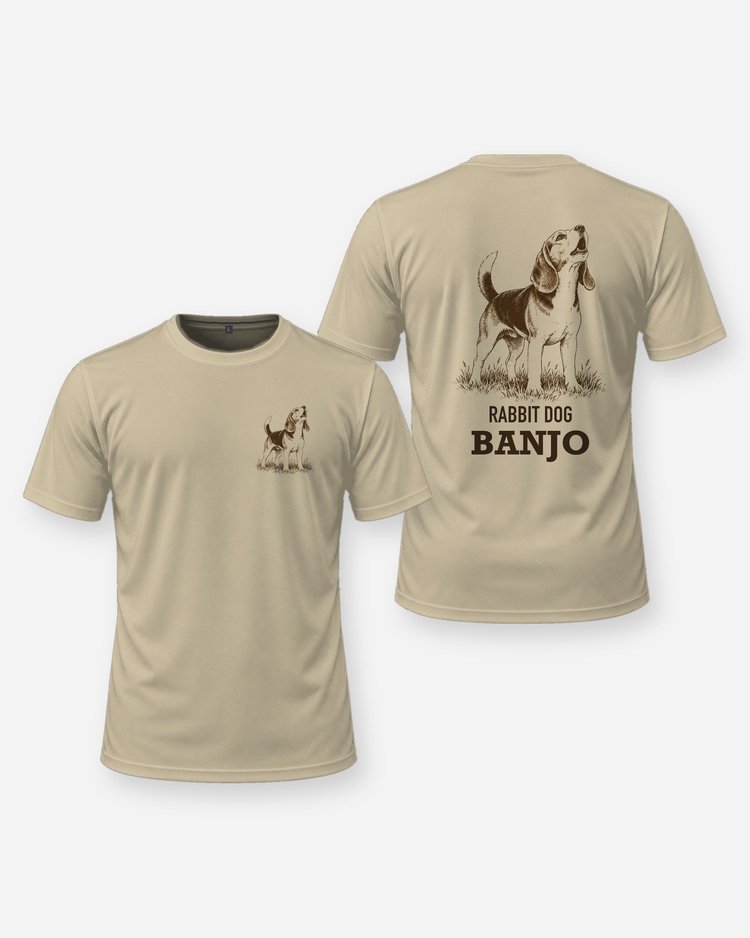 Custom Dog Name Rabbit Dog Beagle Woodcut Hunting Shirt - front and back