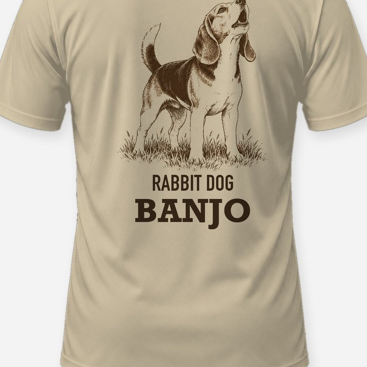 Custom Dog Name Rabbit Dog Beagle Woodcut Hunting Shirt - print close-up