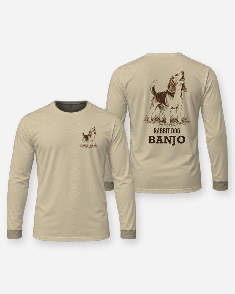 Custom Dog Name Rabbit Dog Beagle Woodcut Hunting Shirt - Long Sleeve