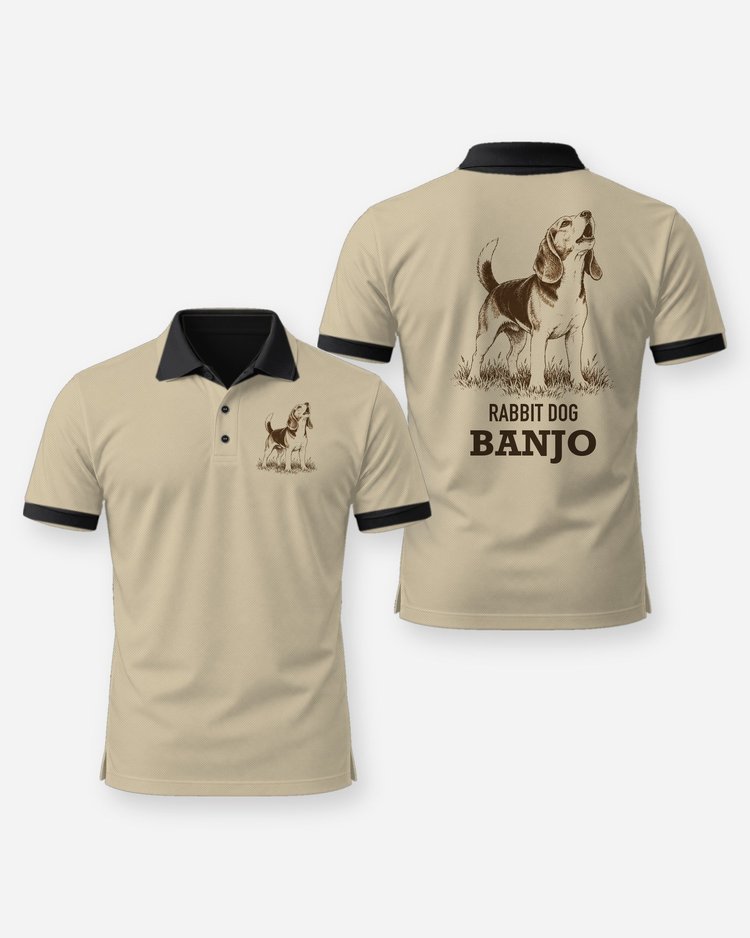 Custom Dog Name Rabbit Dog Beagle Woodcut Hunting Shirt - Polo