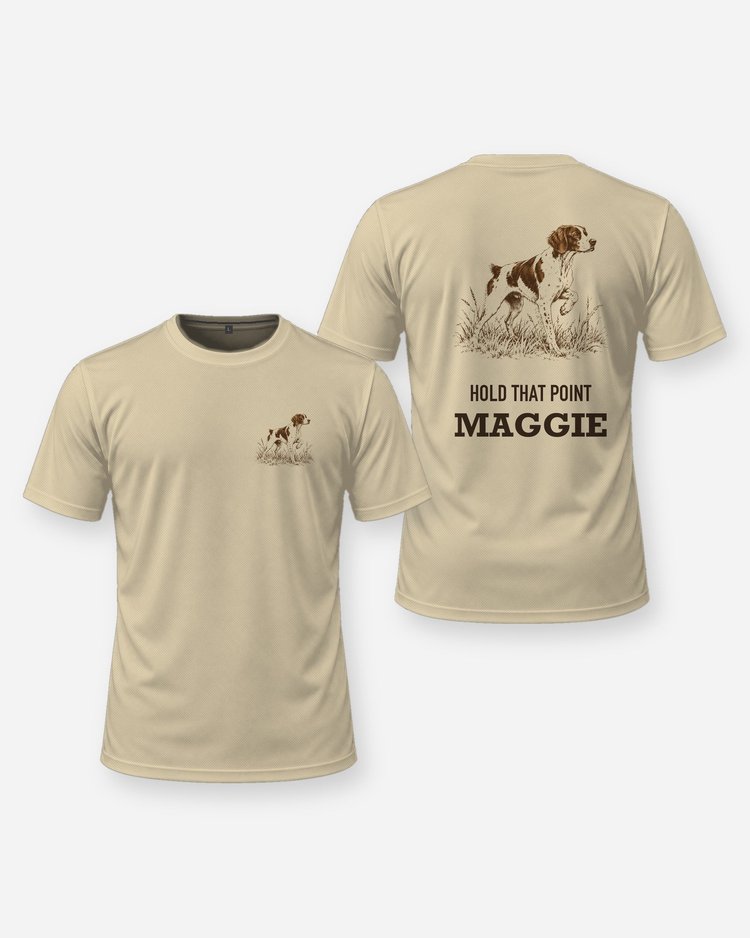 Custom Dog Name Hold That Point Brittany Woodcut Shirt - front and back
