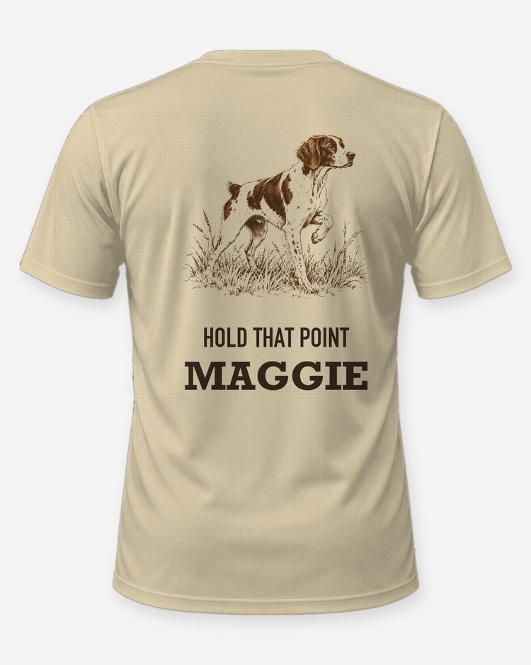 Custom Dog Name Hold That Point Brittany Woodcut Shirt - back
