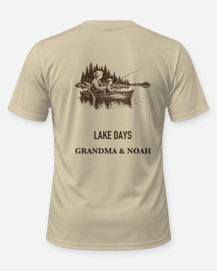 Custom Names Lake Days Grandma Grandson Fishing Shirt - back