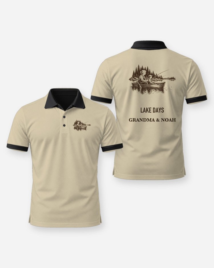 Custom Names Lake Days Grandma Grandson Fishing Shirt - Polo