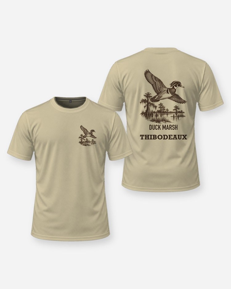 Custom Family Name Duck Marsh Wood Duck Woodcut Shirt - front and back