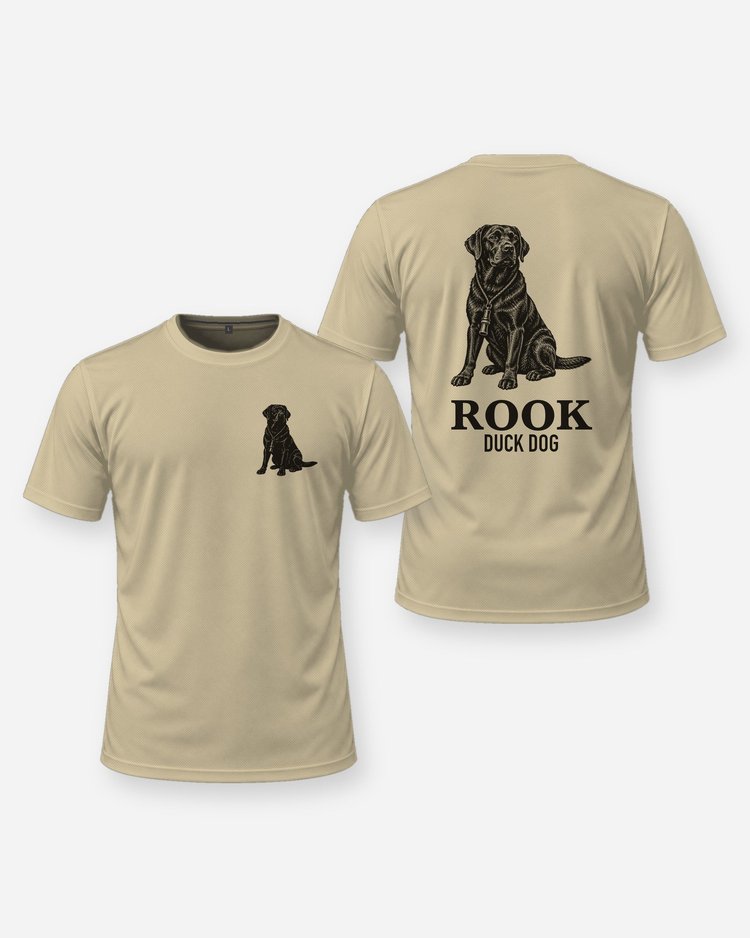 Custom Dog Name Black Lab Duck Dog Woodcut Shirt - front and back