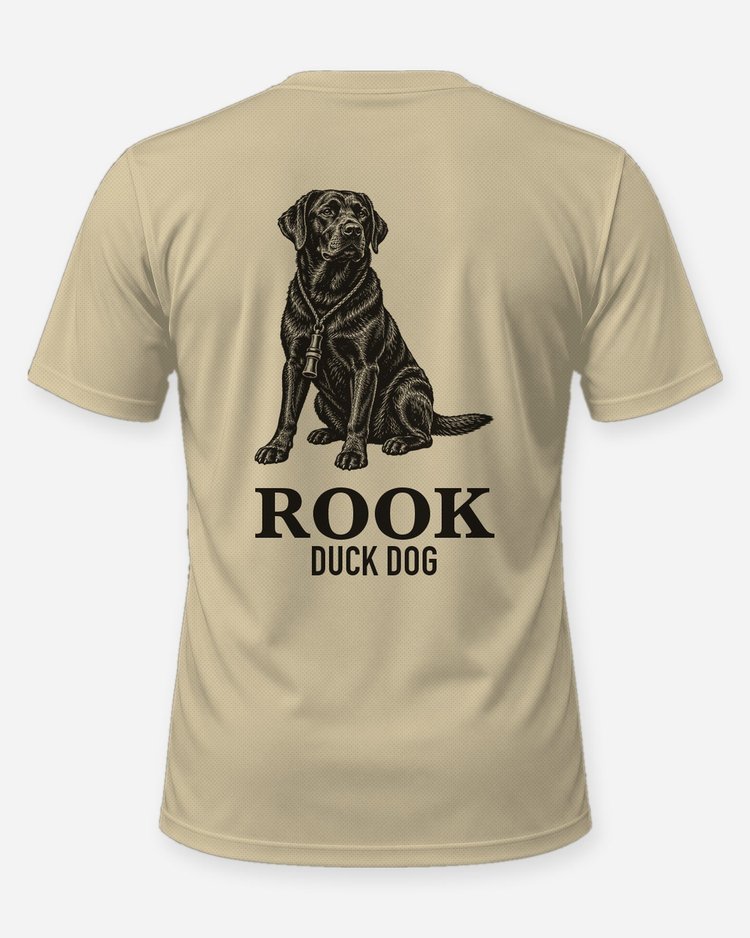 Custom Dog Name Black Lab Duck Dog Woodcut Shirt - back