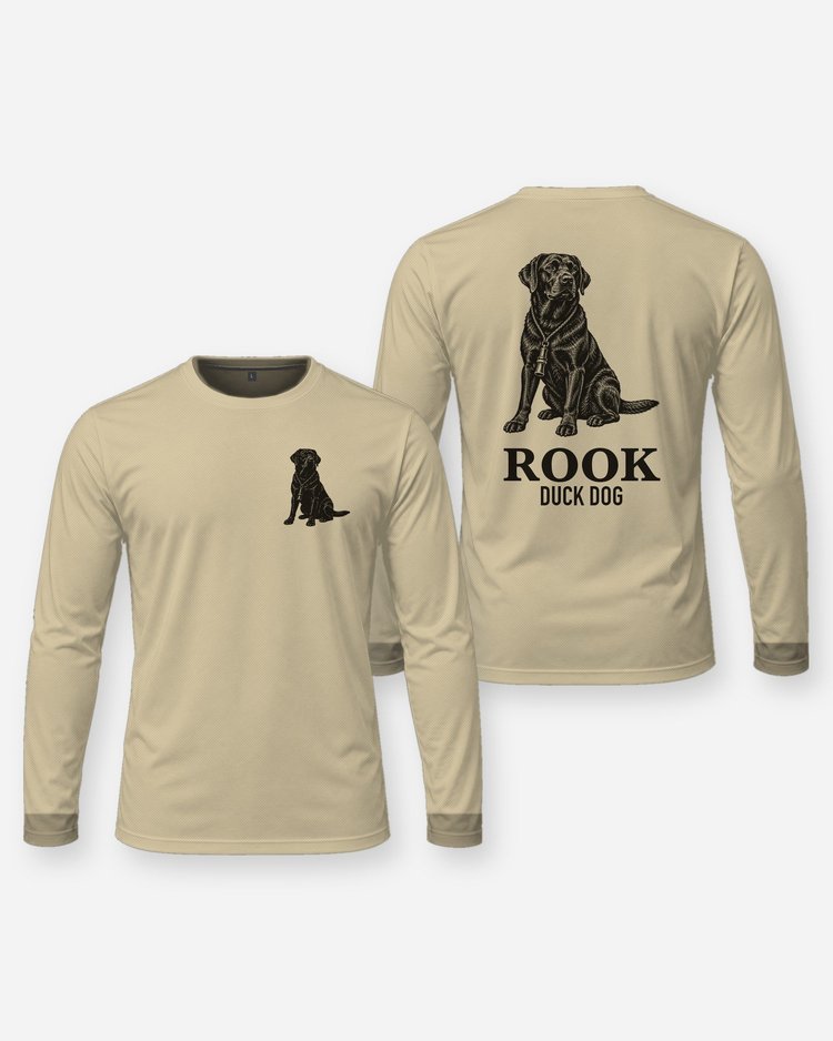 Custom Dog Name Black Lab Duck Dog Woodcut Shirt - Long Sleeve