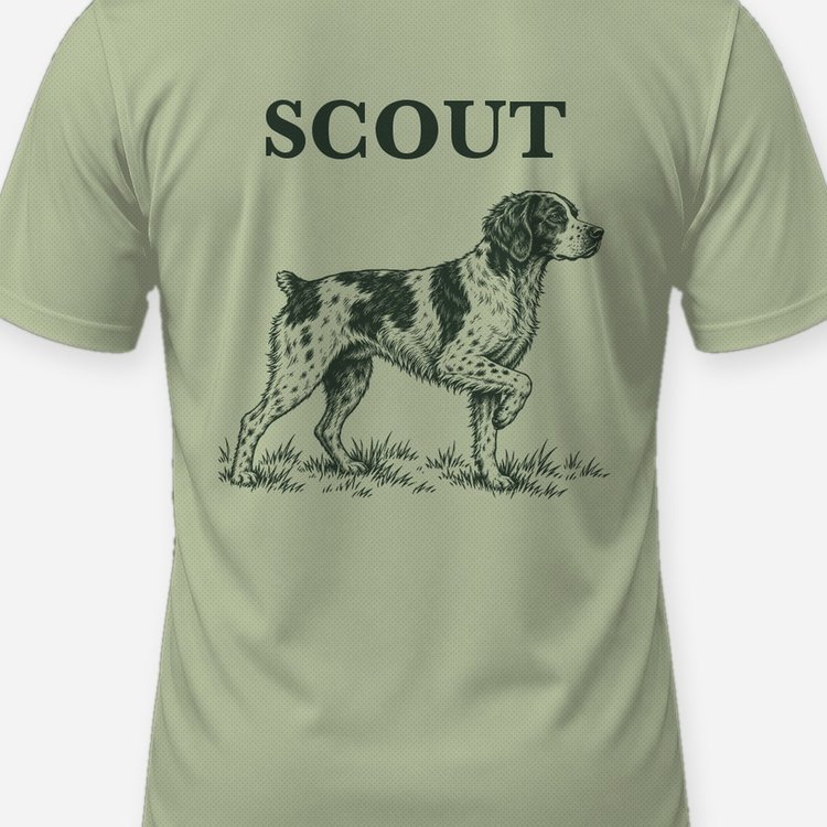 Custom Dog Name Brittany Spaniel Bird Dog Shirt - print close-up