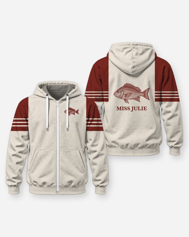 Custom Boat Name Red Snapper Offshore Fishing Shirt - Zip Hoodie