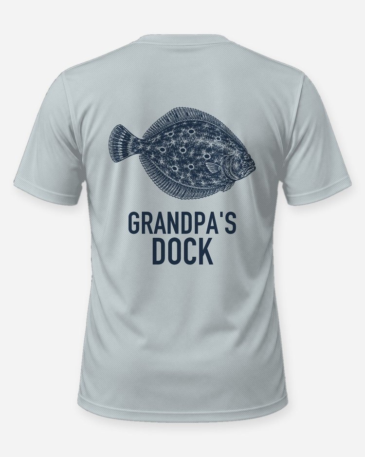 Custom Title Grandpa's Dock Flounder Fishing Shirt - back