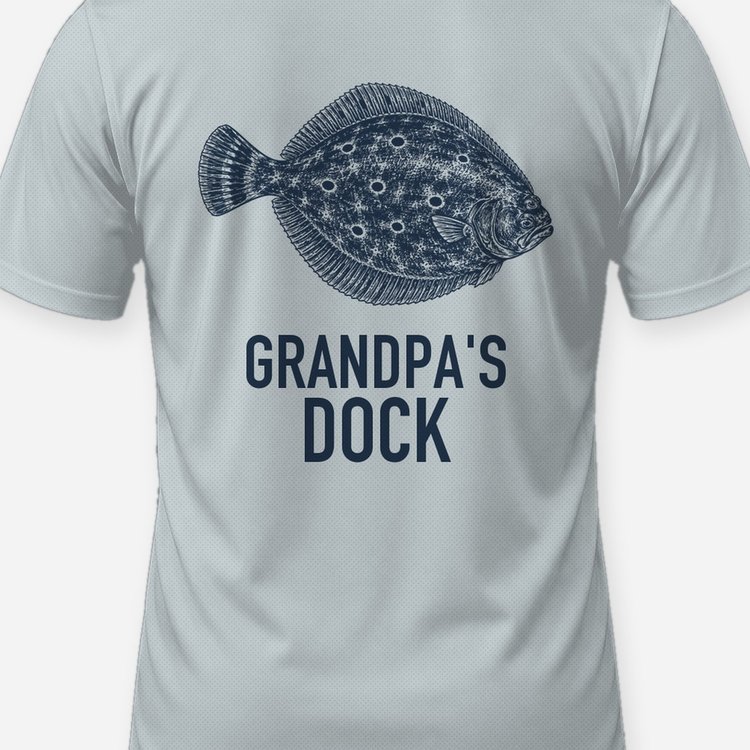 Custom Title Grandpa's Dock Flounder Fishing Shirt - print close-up