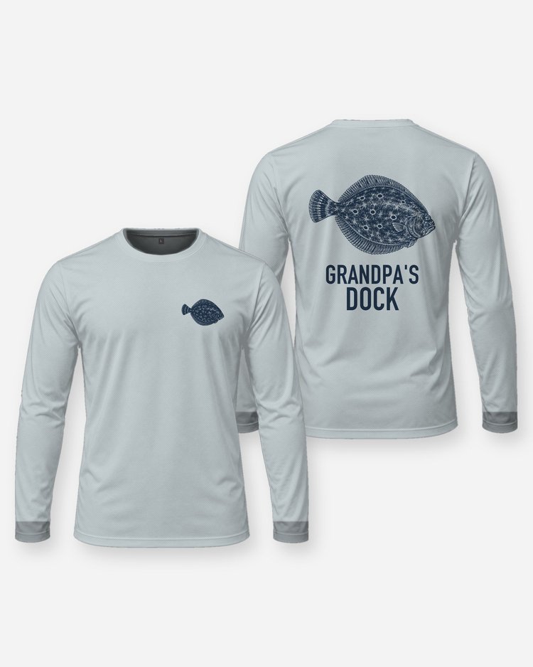 Custom Title Grandpa's Dock Flounder Fishing Shirt - Long Sleeve