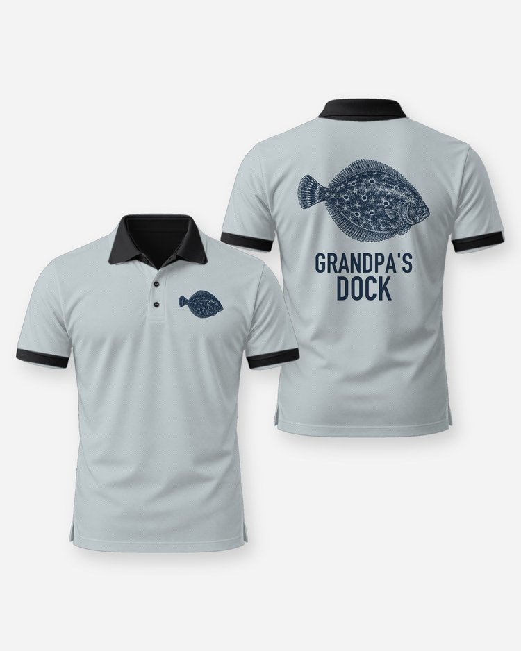 Custom Title Grandpa's Dock Flounder Fishing Shirt - Polo