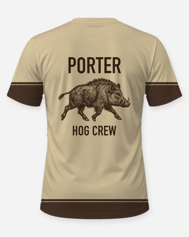 Custom Family Name Wild Hog Crew Hunting Shirt - back
