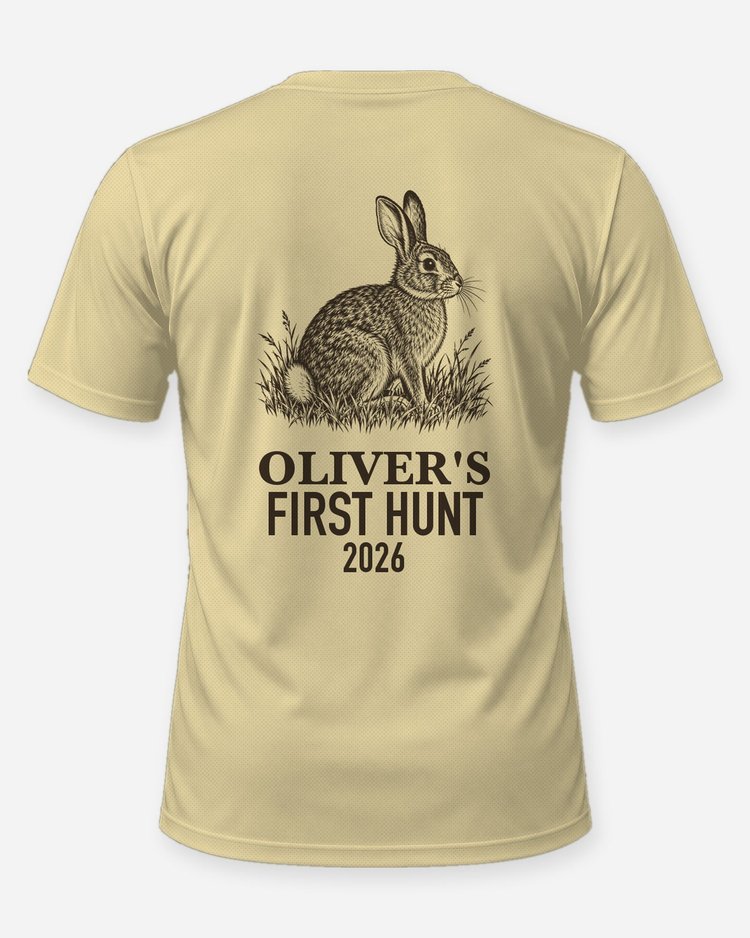 Custom Kid Name First Hunt Cottontail Rabbit Shirt - back