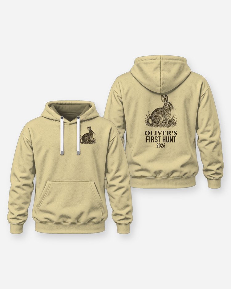 Custom Kid Name First Hunt Cottontail Rabbit Shirt - Hoodie