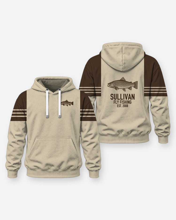 Custom Family Name Brown Trout Fly Fishing Shirt - Hoodie