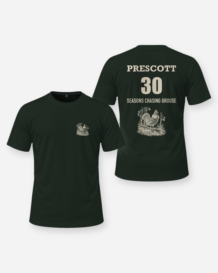 Custom Name And Seasons Count Ruffed Grouse Hunting Shirt - front and back