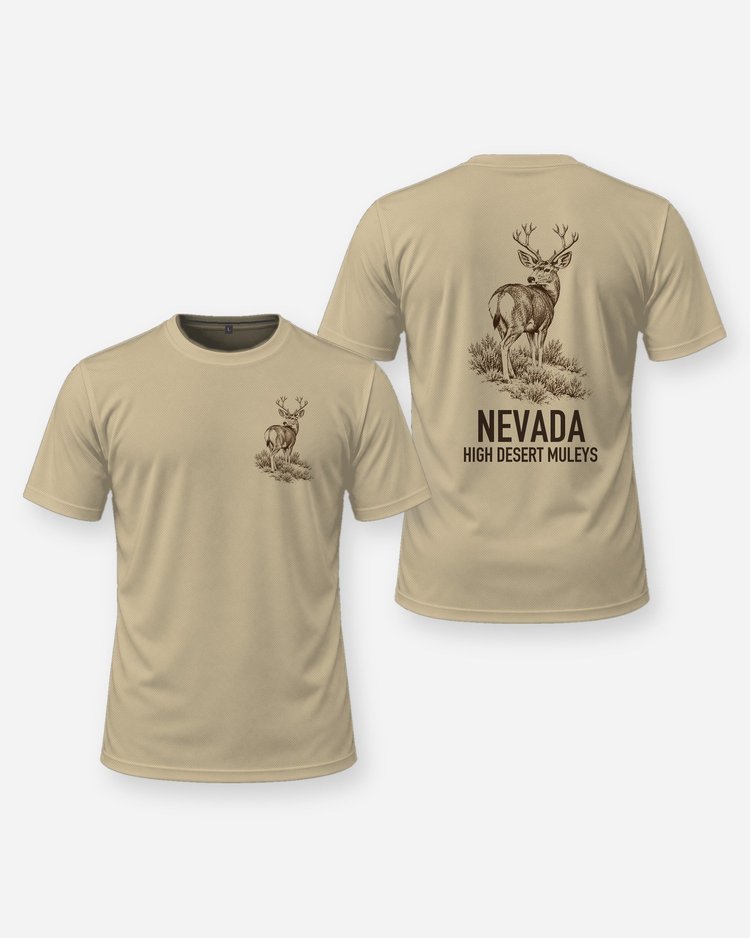 Custom State High Desert Muleys Mule Deer Woodcut Shirt - front and back