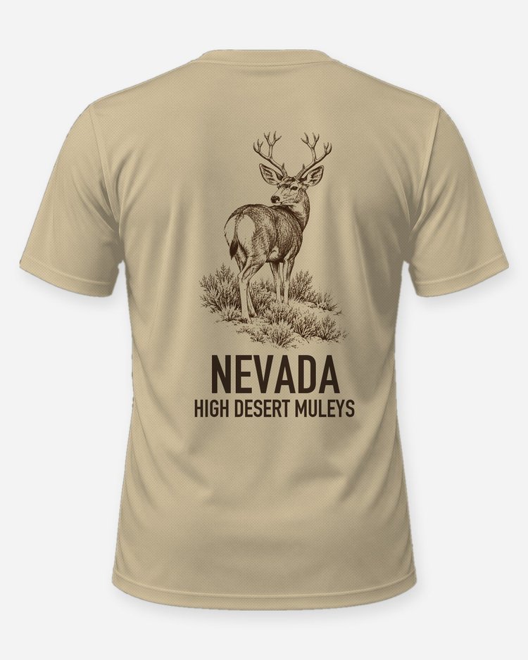 Custom State High Desert Muleys Mule Deer Woodcut Shirt - back