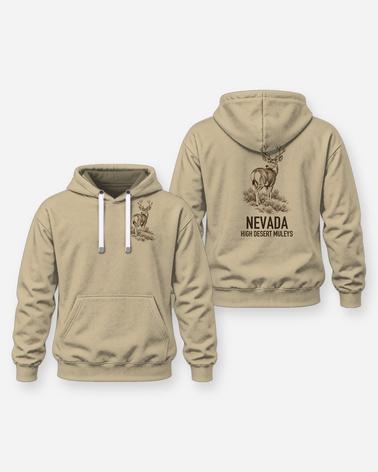 Custom State High Desert Muleys Mule Deer Woodcut Shirt - Hoodie