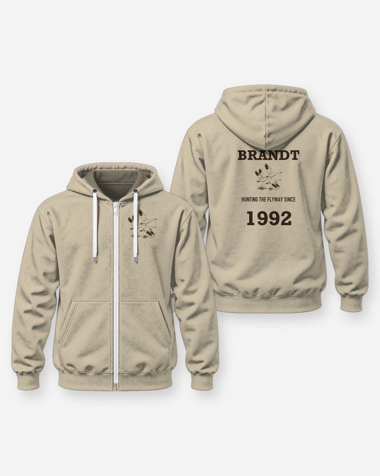 Custom Name And Year Hunting The Flyway Snow Goose Shirt - Zip Hoodie