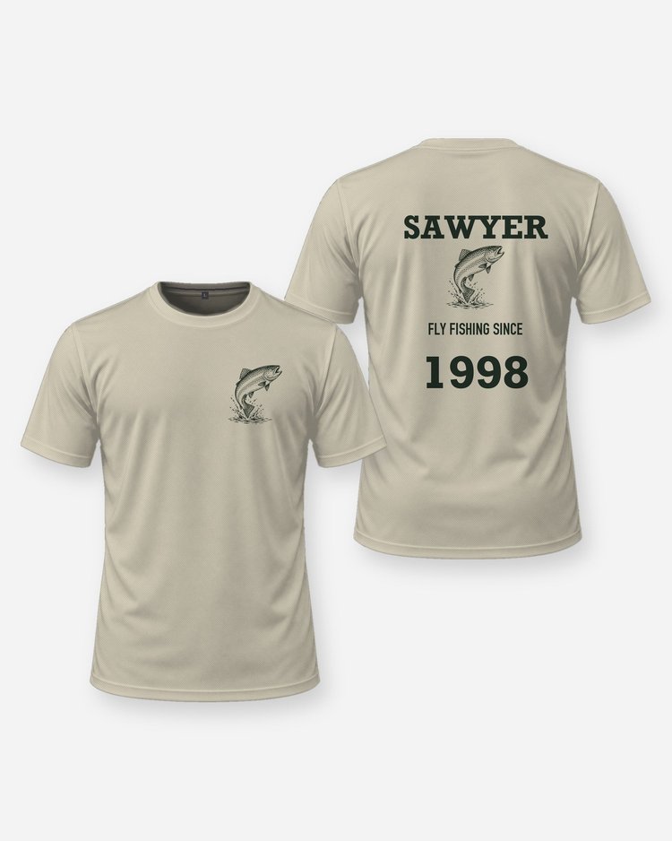 Custom Name And Year Fly Fishing Since Rainbow Trout Shirt - front and back